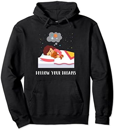 Unisex Follow Your Dreams Girl Astronaut Space Dreaming Hoodie Large Black