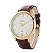 Misskt Men Watch Ultra Thin Watch Gold Watch Calendar Sport Watches Mens Waterproof Leather Quartz Watch Gold