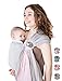Baby Sling Carrier – Breathable 100% Cotton Wrap for Infant Support, Ring Sling Baby Carrier – Adjustable Muslin Fabric, Baby Carrier Newborn to Toddler – Grey Rose Soft Chest Hold for Travel