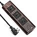Surge Protector Power Strip 10 ft Extension Cord 3 Outlet 2 USB Wood Grain Desktop Charger Fire-Retardant with Fastening Cable Tie for iPhone iPad Computer SUPERDANNY