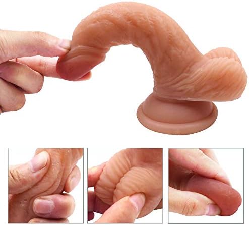 YWWWWW 6.1 Inch Realistic Lifelike Black Huge Tools for Women Silicone Tools with Suction Cup