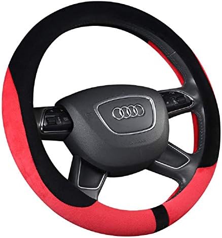 ZJWZ Car Steering Wheel Cover Winter Warm Plush Steering Wheel Cover,Red,36Cm [Energy Class A]