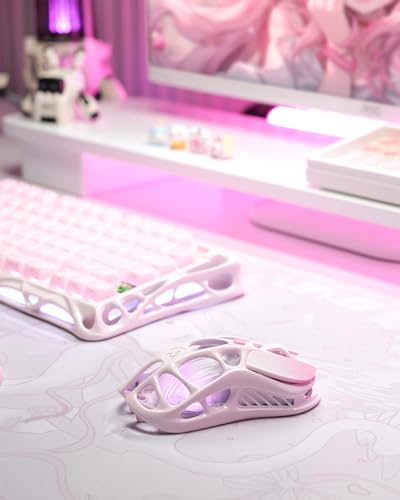 GravaStar Mercury M1 Pro Wireless Gaming Mouse 4K Hz, Magnesium Alloy Ultralight Gaming Mouse, PAW3395 Sensor, 26000 dpi, RGB, 5 Programmable Buttons (Pink Gradient)