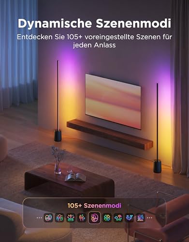 Govee Floor Lamp 3 Lite RGBICWW, 1400 lm Living Room Floor Lamp, 152 cm LED Reading Lamp, Dimmable with Music Synchronization, 105+ Scenes and 12 Music Modes, Compatible with Alexa Matter and