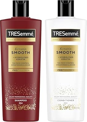 Keratin Smooth Set Shampooing et Après-Shampooing, Pour Cheveux Lisses, Cheveux Brillants et Doux, Action Anti-Frisottis Jusqu'à 72 Heures, Avec Kératine Hydrolysée, 400ml + 400ml