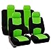 FH Group Car Seat Covers Full Set Cloth - Universal Fit Automotive Seat Covers, Low Back Front Seat Covers, Solid Back Seat Cover, Washable Car Seat Cover for SUV, Sedan and Van Green
