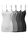 Made by Emma Basic Solid Long Length Adjustable Spaghetti Strap Tank Top 4Color Pack2 L