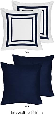 Anchors Away Nautical Navy And White Decorative Accent Throw Pillows - Set Of 2