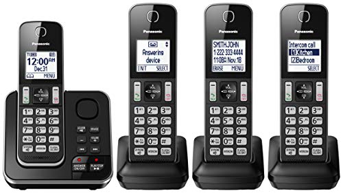 Panasonic KXTGD394B Dect_6.0 4-Handset Landline Telephone