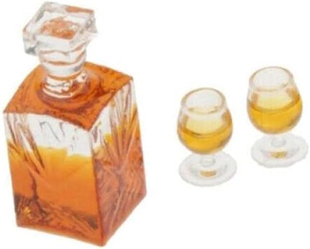 A Set of Exquisite Mini Whiskey Wine Bottle Bar Model, 1:12 Scale Dollhouse Miniature Accessories, Mini Whiskey Wine Decoration