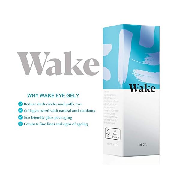 Wake Skincare Eye Gel - Hydrating Eye Serum for Dark Circles, Puffy Eyes, Eye Bags - 30ml Eye Bags Remover - Anti Ageing…