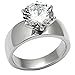 FlameReflection Stainless Steel 4 Carat Round Cubic Zirconia CZ Engagement Women Wedding Solitaire Promise Bands Ring size 7