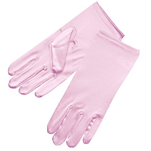 ZaZa Bridal Shiny Stretch Satin Dress Gloves Wrist Length 2BL-Light Pink