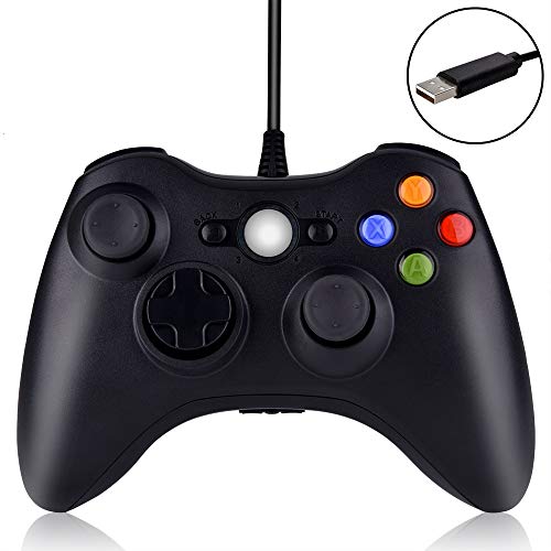 Xbox 360 Controller, Wired USB Game Controller Gamepad for Microsoft Xbox 360 & PC Windows 10/8/7/XP/Vista Black