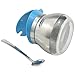 Newness Clear Glass, Stainless Steel and Plastic Sugar Bowl with Lid and Sugar Spoon for Home and Kitchen, 9.4 Ounces(280 Milliliter), Blue