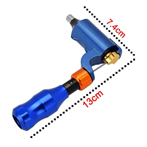 Tattoo Machine,Lotus.flower L Shape Extreme Rotary Tattoo Machine Carbon Steel Machine GunLinner Shader Equipment with Power Supply Line for Tattooing(Blue) - Thumbnail 6