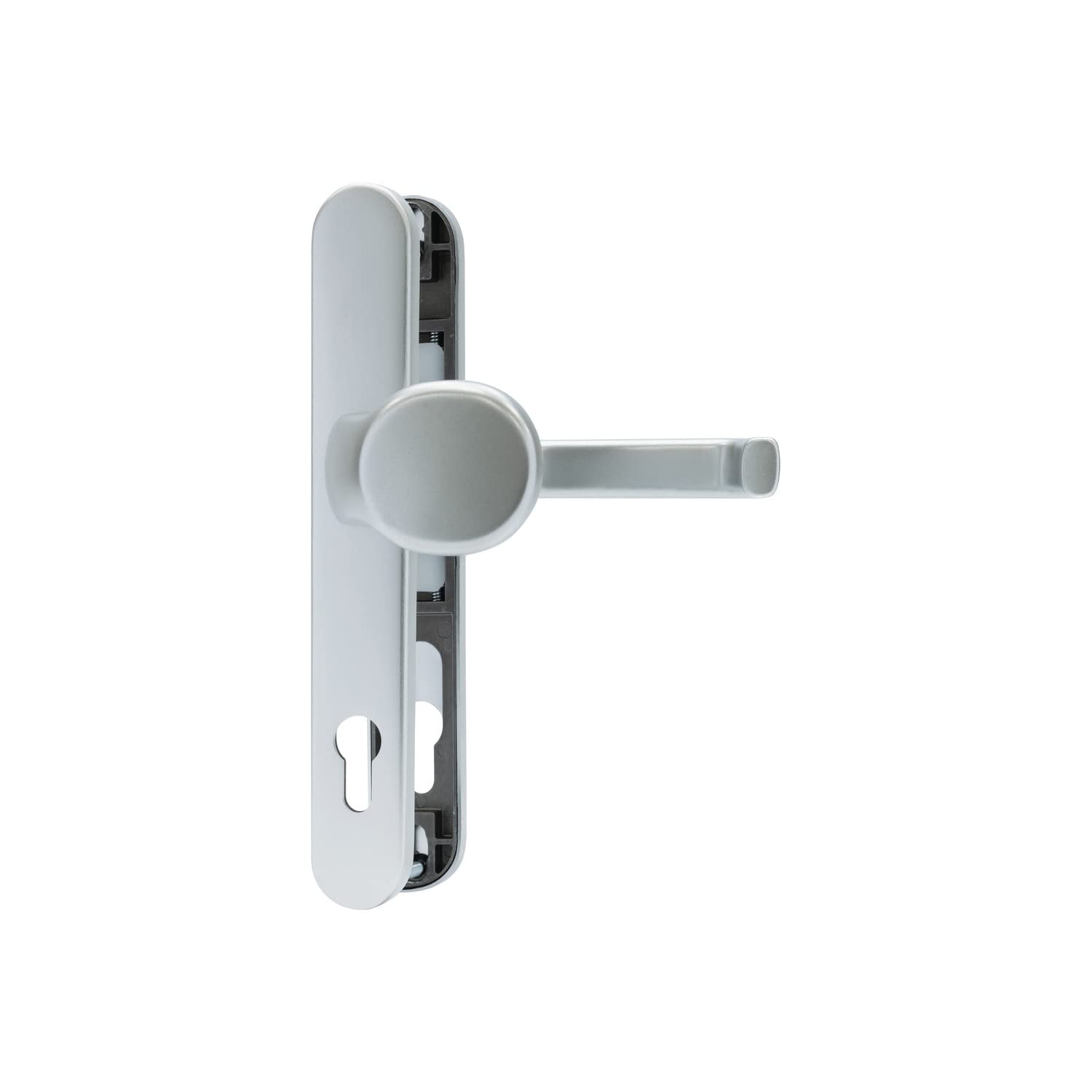 ABUS Door Fitting SRG92N F1 - for Front Doors - with Door Handle Inside and Door Knob Outside - for Doors with Narrow Frame - Aluminium