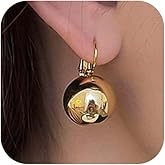 Gold Ball Dangling Earrings for Women Chunky Silver Round Balls Dangle Drop Earring Trendy Hip Hop Bead Statement Jewelry Prom Party Accessories Gifts