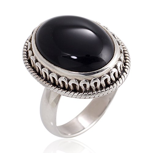 925 oxidized sterling silver natural black onyx gemston…