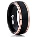 King Will Mens 8MM Black Titanium/Tungsten Carbide Ring Rose Gold Wedding Band
