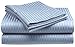Crystal Trading 4-Piece Bed Sheet Set - Dobby Stripe - 100% Cotton Sateen - 400 Thread Count (Twin, Light Blue)