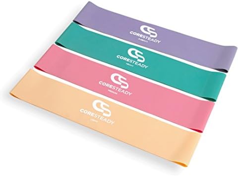 Coresteady Resistance Loop Bands | Set of 4 Premium Exercise Bands | Hip Legs & Glute Activators | Stretch Mobility & Injury Rehabilitation | Non-Stick | For Men & Women | Free E-Guide & Travel Bag