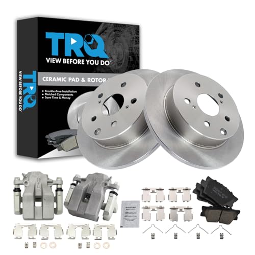 TRQ Rear Brake Pad and Rotor Set Ceramic Rotors Calipers Compatible with 2006-2…