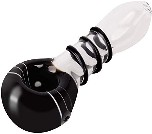 Newest 2023 Handmade Glass Tube Borosilicate Glass Spoon Tube Pipes Tall 4.4 inch (Black/Clear)