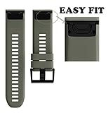 ANCOOL for Garmin Fenix 5X Band Easy Fit 26mm Width Soft Silicone Watch Strap for Garmin Fenix 5X/Fenix 3/Fenix 3 HR - Army Green
