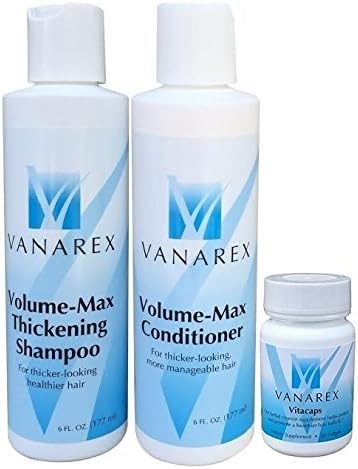 Vanarex Volume-max Thickening Shampoo, Conditioner and Vitacaps DHT Blocker to Combat Hair Loss - 3 Month Supply