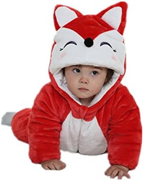 Nasbach Unisex Baby Fleece Hoody warm Romper animal Cartoon Red fox 90/12-18 months