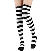 FGSS Mardi-Gras Knee-High-Socks for Women - Purple Yellow Green Striped Tube Socks Outdoor Sport Hosiery Carnival Cosplay