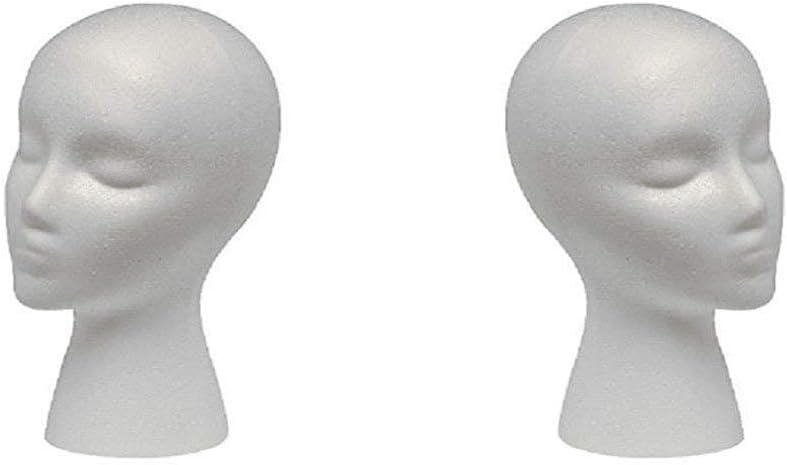 2 Styrofoam Mannequin Head with Female Face