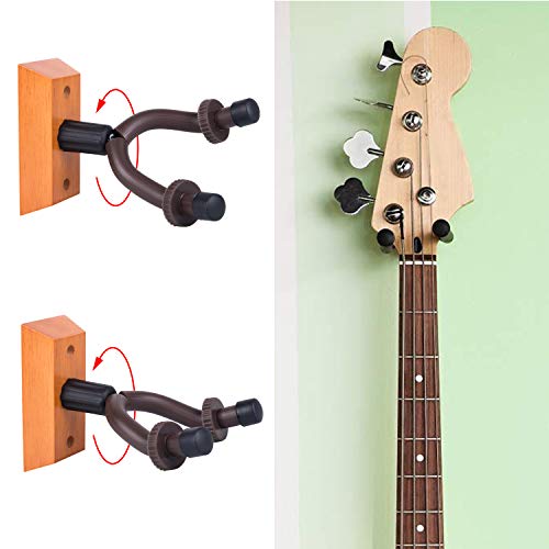 VEIDIA 6-Pack Guitar Stands Guitar Holders Guitar Wall Mounts Hardwood Guitar Hanger Wall Hooks with Screws for All Size Guitars, Bass, Mandolin, Banjo, Ukulele - Thumbnail 5