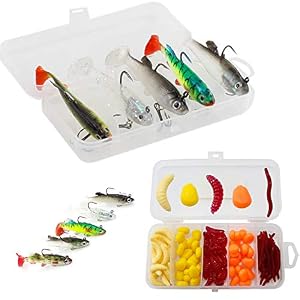 105 Pièces Leurres De Pêche Appâts Kit,leurres De Pêche En Silicone, Faux Appât Bionique Avec Boîte, Leurre De Pêche Pour La Truite D’eau Douce Saumon Basse,fournitures De Pêche En Plein Air
