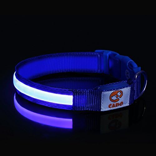 USB Rechargeable LED Dog Collar Cado Pet Night Safety Retractable Collar &amp; Strap 3 Size and 3 Colors