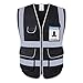 XIAKE 9 Pockets Class 2 High Visibility Reflective Safety Vest Men Women Work Construction Vest Zipper Front Meets ANSI Standards(Black,Large)