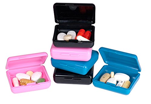 Indestructo Pill Boxes - 6 Per Package (Colors May Vary- All Solid Colors)