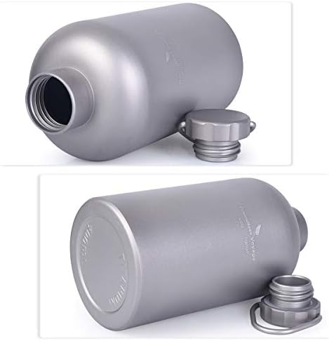 Titanium water bottle with straightforward design, high lid, and anti-leak features.