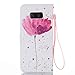 S8 Plus Wallet Case,S8 Plus Flip Case, s8 Plus case, JanCalm [Wrist Strap] [Kickstand] Pattern Premium PU Leather Wallet [Card/Cash Slots] Flip Cover + Stylus (A Flower)