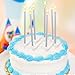 WEEPA 24 Count Birthday Candles Long Thin Cake Candles Metallic Birthday Candles in Holder for Birthday Cake Wedding Cake Champagne Gold