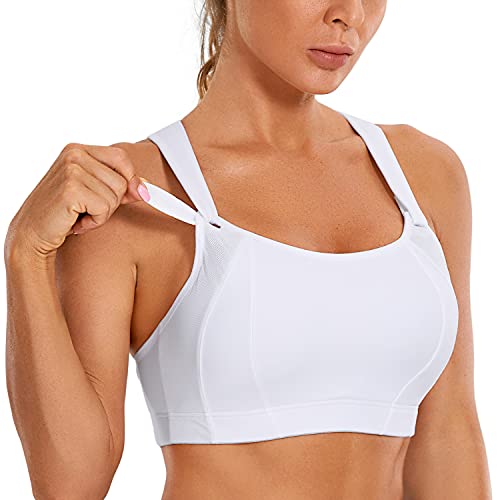 SYROKAN Women's Sports Bra Front Adjustable Padded White 44E at Amazon