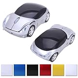 HDE 2.4GHz Sports Car Shape Wireless Ergonomic Optical Mouse with Adjustable DPI (California Silver)
