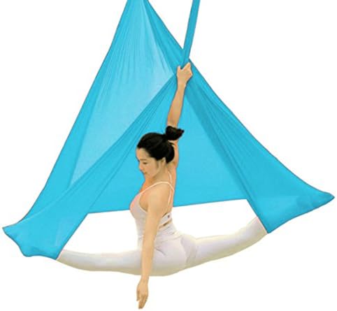 Herbalcandybox Elastic Pilates Yoga Aerial Premium (4 x 2.8 M) Yoga Hammock Swing ,LakeBlue