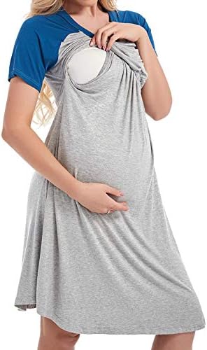 AMONIDA 3 in 1 Labor Delivery Hospital Gown Maternity Nursing Nightgown for Breastfeeding S-XL