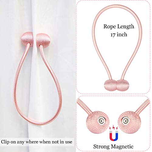 Magnetic Curtain Tiebacks Magnetic Tie Backs Curtain Holdbacks Decorative Magnet Window Hold Curtains Drape Tie Backs for Bedroom Pink 2 Pack