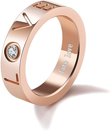JoGray Fashion Rings Women's Rose Gold Tone Rhinestone "LOVE" Charm Ring 5MM in Width US5