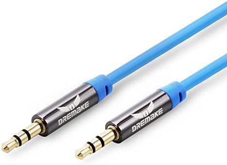 Dremake 3.5mm Premium Auxiliary Audio Cable (10ft / 3m) AUX Cable for Headphones, iPods, iPhones, iPads, Home / Car Stereos and More (Blue)