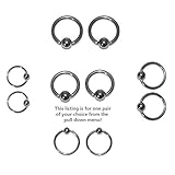 Pair of Steel Captive Bead Ring CBR Earrings 20,18,16,14 Gauge