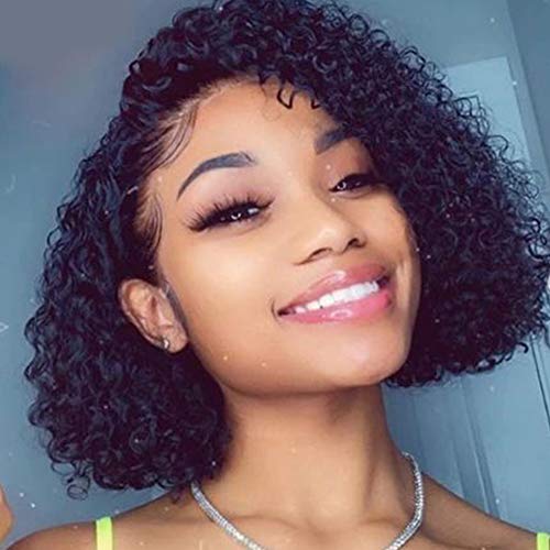 Msbeauty Short Afro Kinky Curly Lace Closure Wigs Brazilian Human Hair